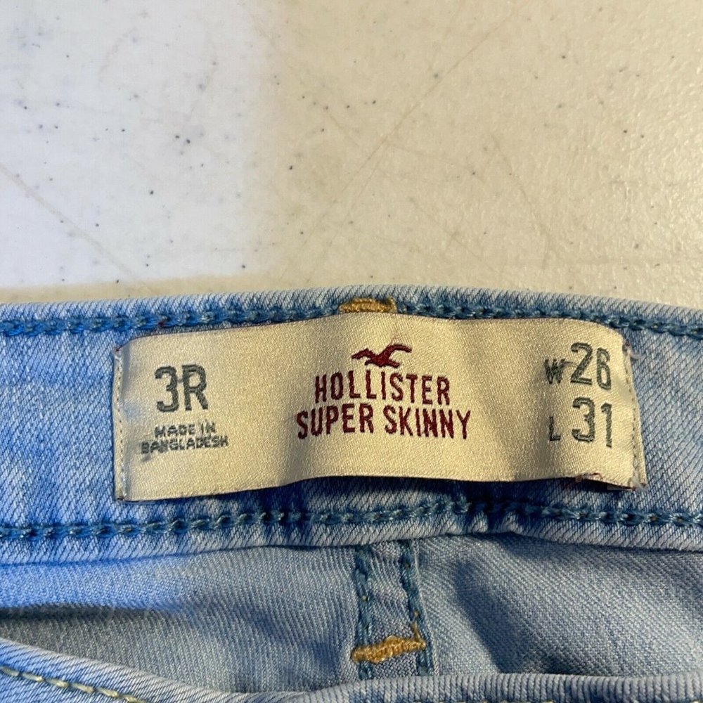 Hollister Womens Blue Flat Front Stretch Denim Super Skinny Jeans Size 3R 26X31 - Picture 6 of 10
